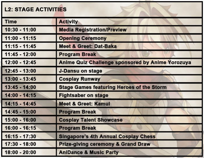 international cosplay day singapore 2014 schedule