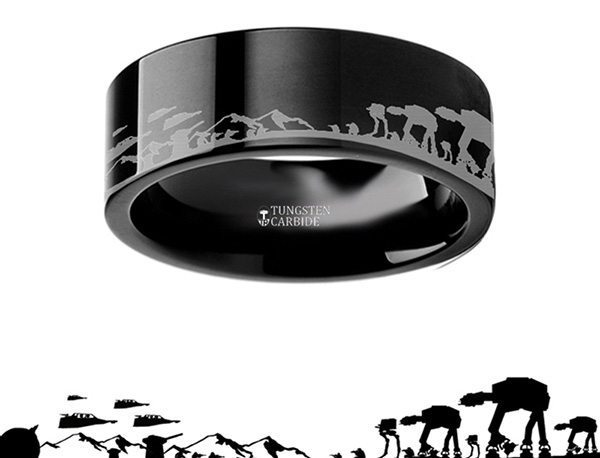 Hoth Battle Tungsten Carbide Engraved Ring