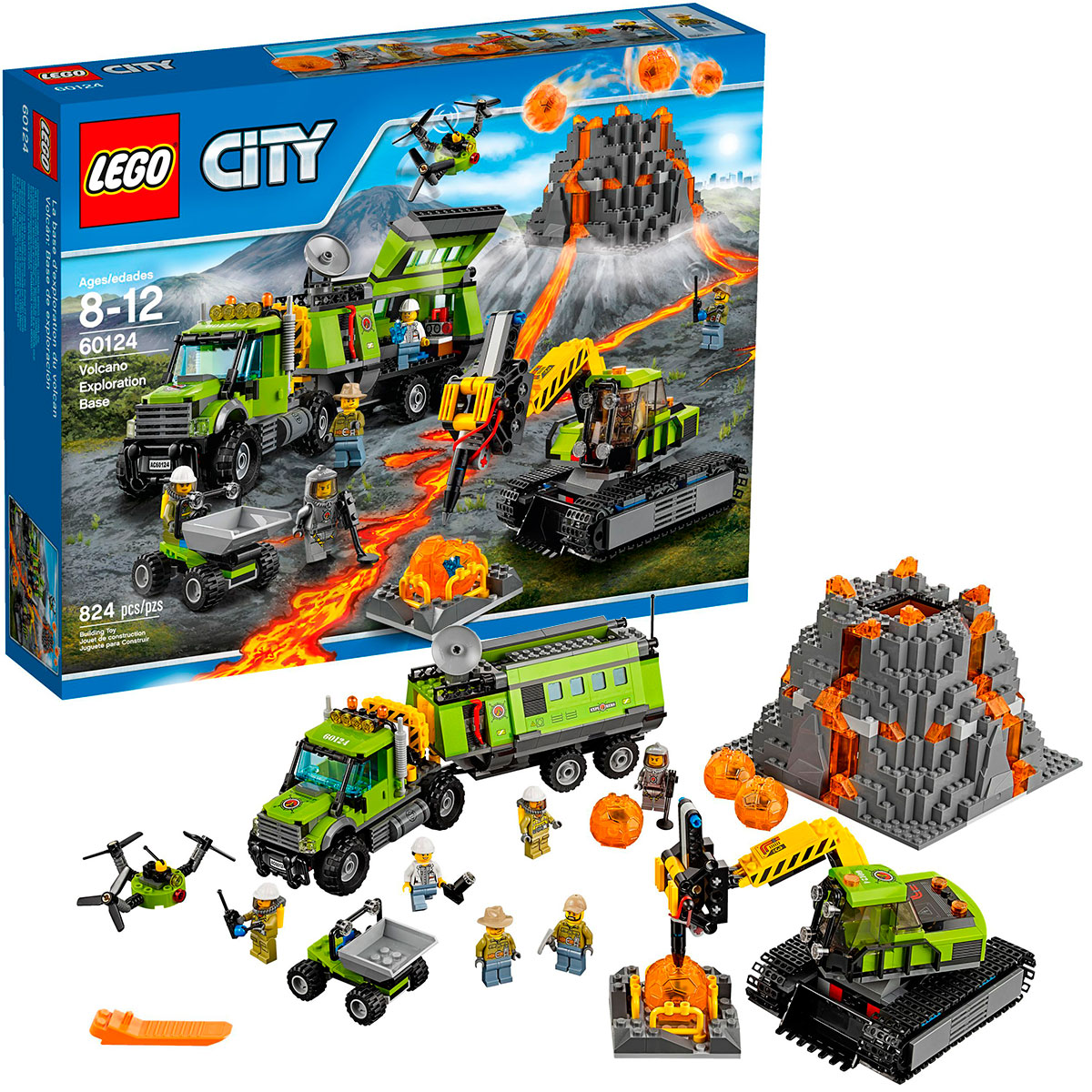 824pcs Volcano Exploration Base City Building Block Construction Toys Set DIY 