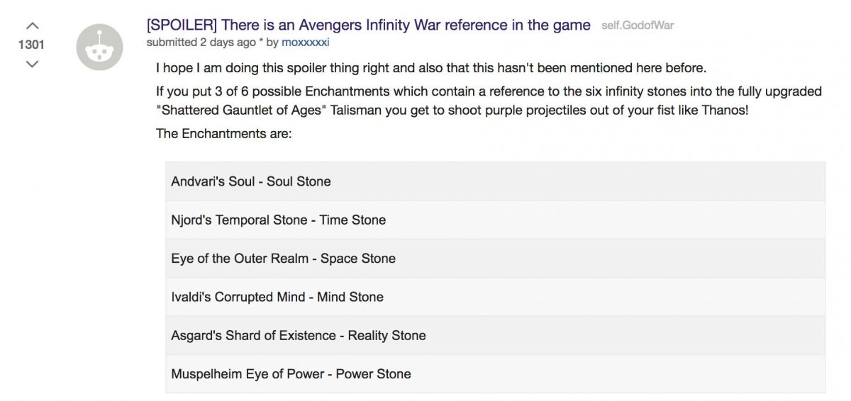 God Of War Avengers Infinity War Easter Egg Reddit Geek Culture