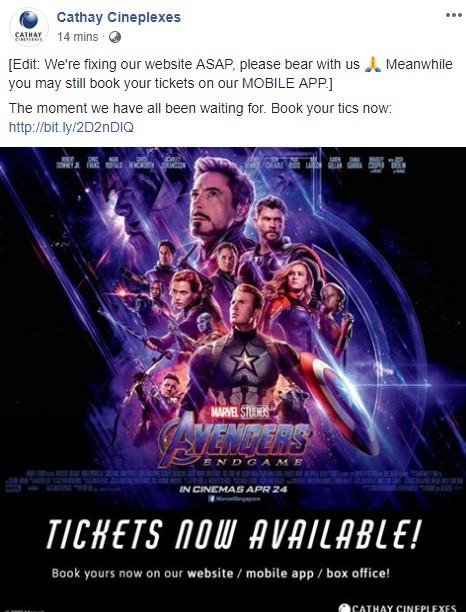 Avengers: Endgame Presales Crashes Booking Sites In 