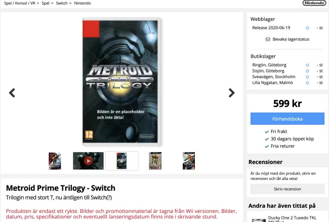 metroid prime trilogy remastered switch