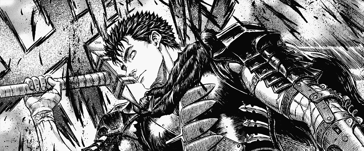 image from Berserk Manga of Guts holding sword