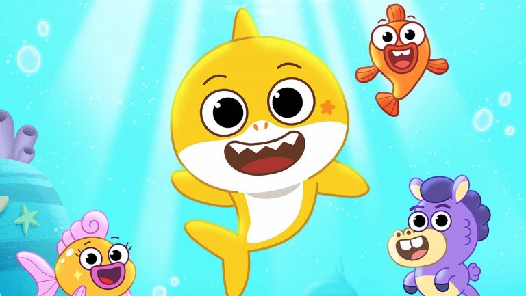 Yellow Baby Shark With Bow Clipart