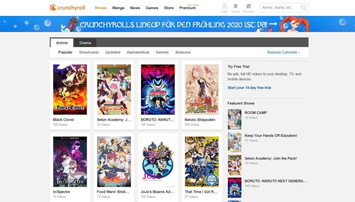 Japanese anime streaming online sites