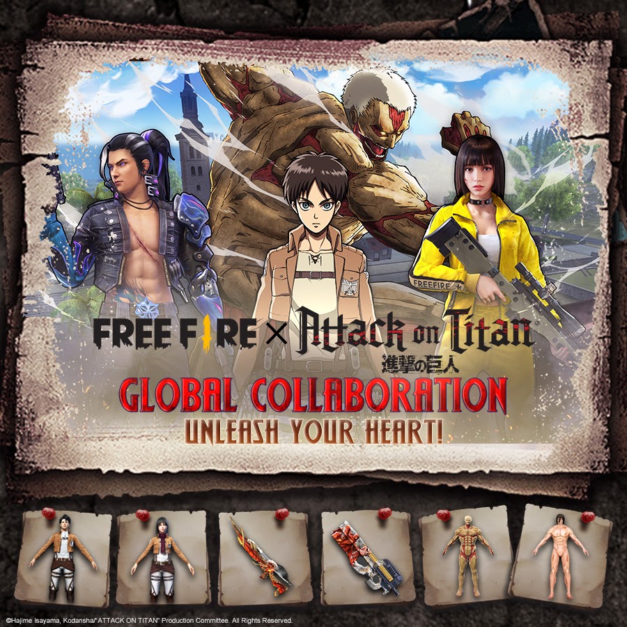 Free Fire's Attack On Titan Collab Has Players Taking On The Form Of Both  Attack And Armoured Titan