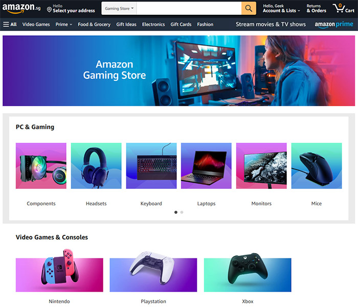 Amazon Singapur está apostando fuerte por los videojuegos, lanzando una tienda de juegos dedicada