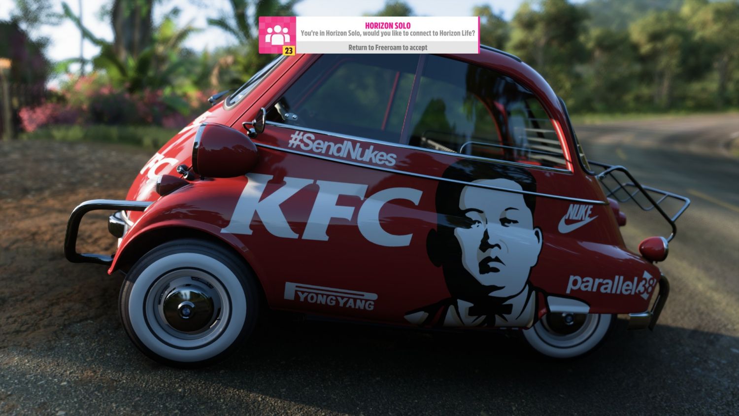 The Kim Jung-un KFC car design in question for the Forza Horizon 5 ban.