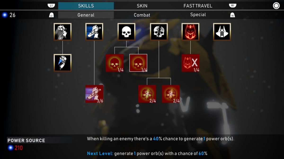 The skill trees in Blackwind