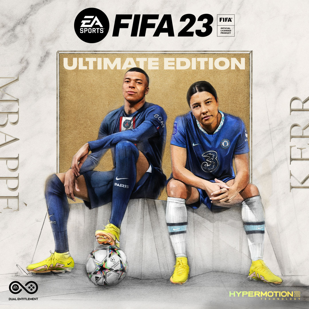 Kylian Mbappé & Sam Kerr Grace Final FIFA 23 Ultimate Edition Cover