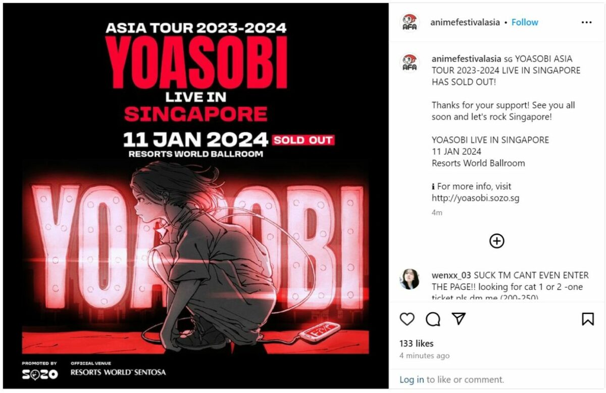 Yoasobi Singapore Concert Scalpers