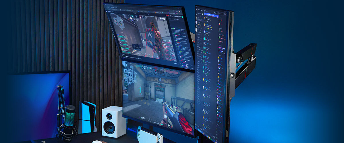 Secretlab Magnus Vertical Monitor Stand Simplifies Quad Display Setup 