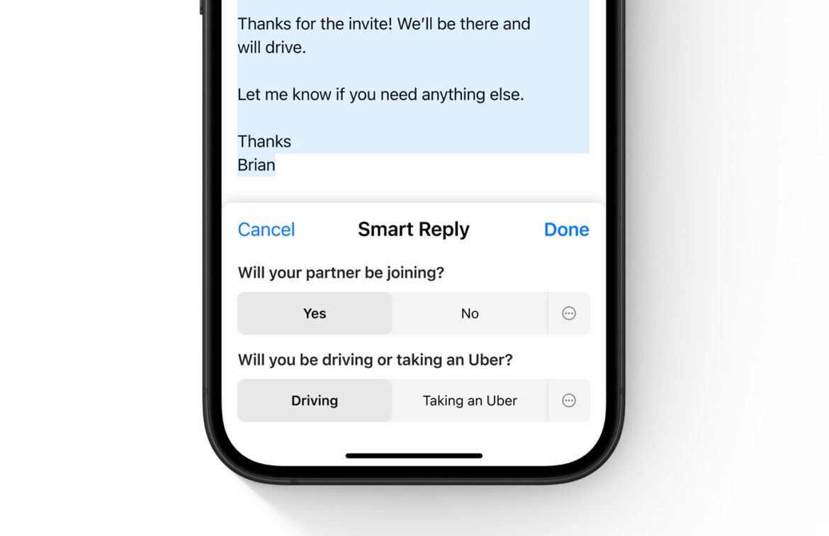 Smart Reply in Mail and Messages
